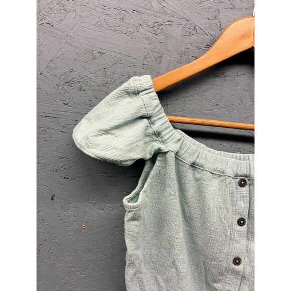 Madewell Texture & Thread Top Women’s Mint Green Off Shoulder Button Front M - Picture 4 of 9